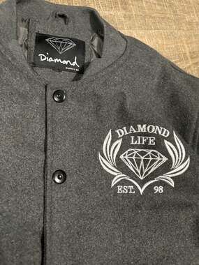 Diamond Supply Co. Diamond Life Est. 98 Grey Button-Up Bomber Jacket